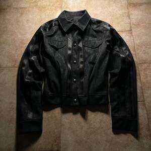 Japanese Archive Black Leather Jacket Waxed Look size L